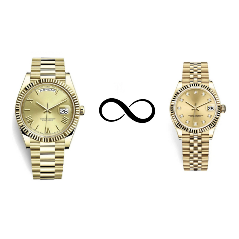 Him & Her – Seiko Champagne Gold Combo (Day-Date 40mm + Lady DateJust 31mm)