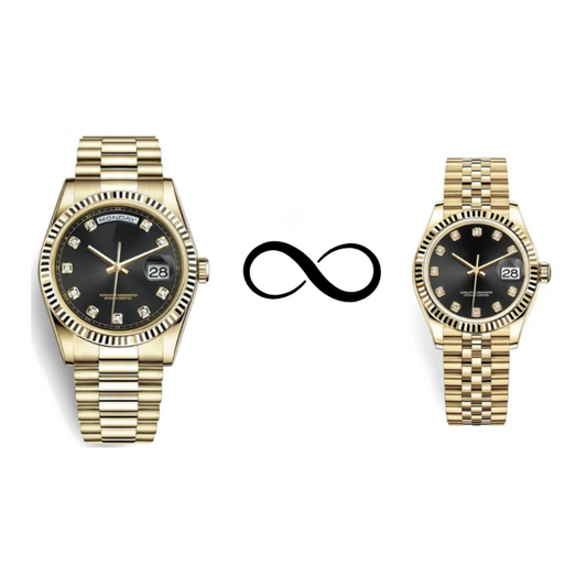 Him & Her – Seiko Black Gem Gold Combo (Day-Date 40mm + Lady DateJust 31mm)