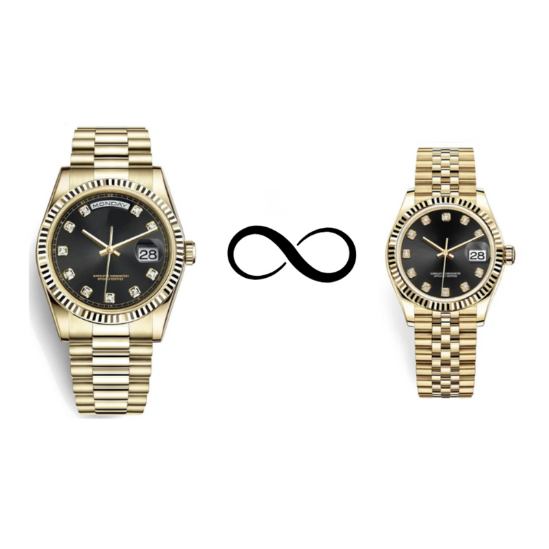 Him & Her – Seiko Black Gem Gold Combo (Day-Date 40mm + Lady DateJust 31mm)