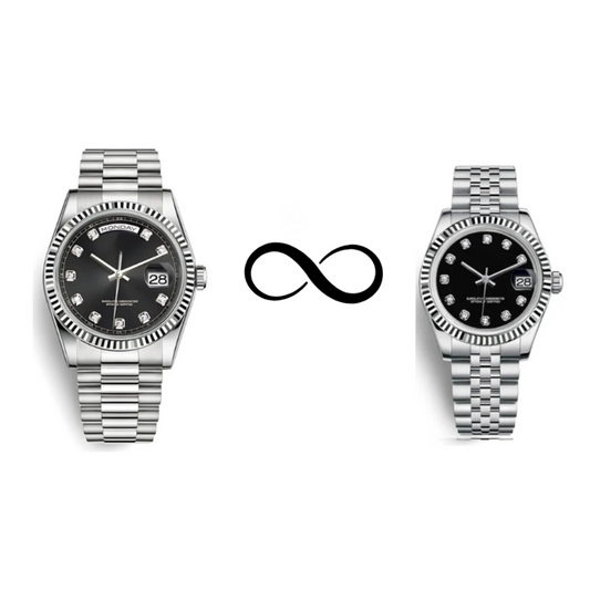 Him & Her – Seiko Black Gem Silver Combo (Day-Date 40mm + Lady Datejust 31mm)