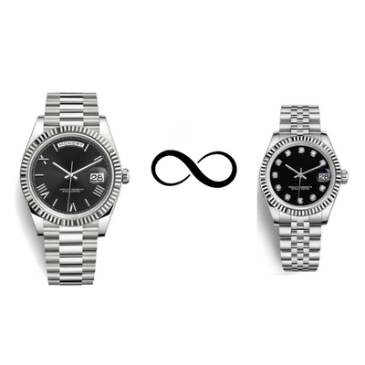 Him & Her –  Seiko Black Silver Combo (Day-Date 40mm + Lady DateJust 31mm)