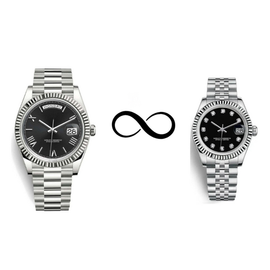 Him & Her –  Seiko Black Silver Combo (Day-Date 40mm + Lady DateJust 31mm)