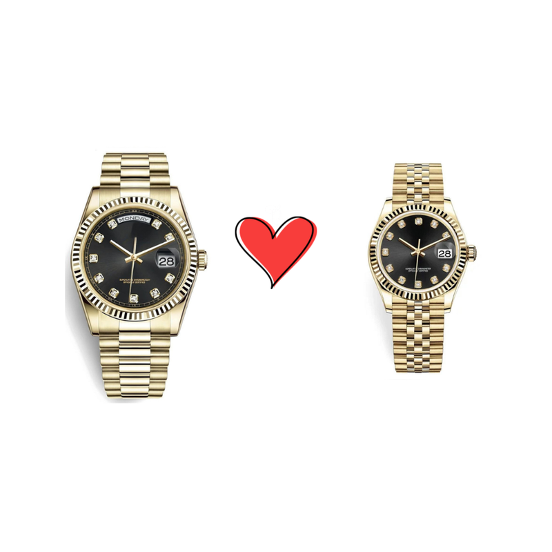 Him & Her – Seiko Black Gem Gold Combo (Day-Date 40mm + Lady DateJust 31mm)