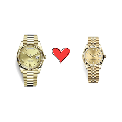 Him & Her – Seiko Champagne Gold Combo (Day-Date 40mm + Lady DateJust 31mm)