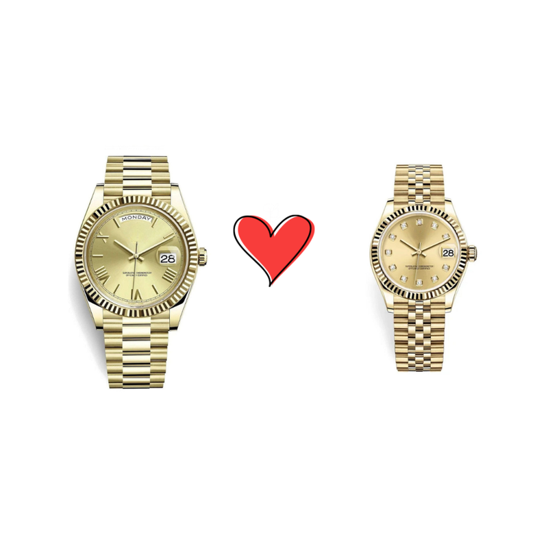 Him & Her – Seiko Champagne Gold Combo (Day-Date 40mm + Lady DateJust 31mm)